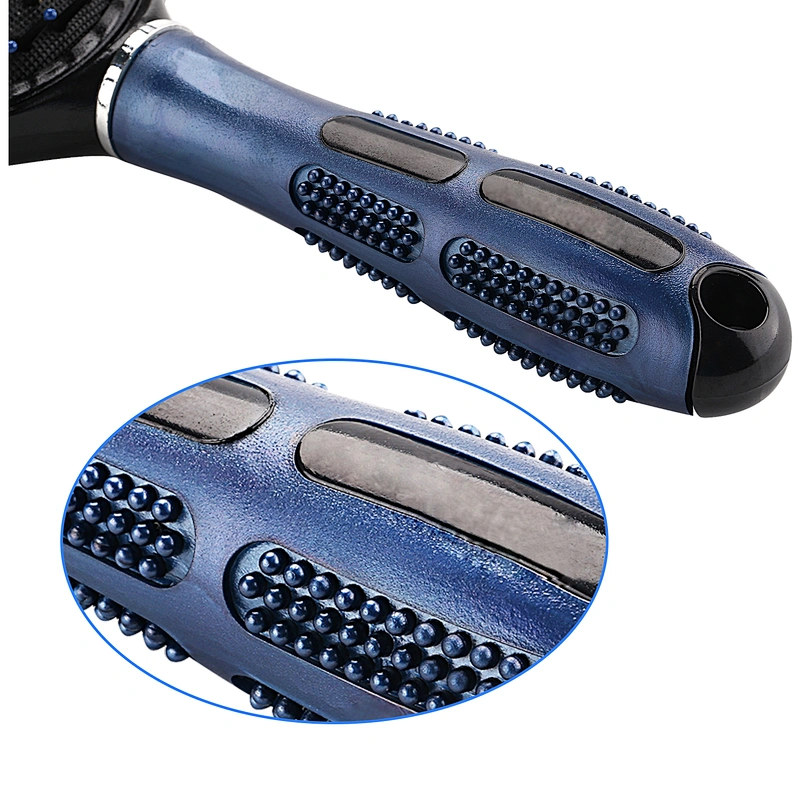 Premium Detangling Brush Vendor Private Label Curly Hair Detangler Massage Plastic Hair Beauty Brush With Rubber Hand