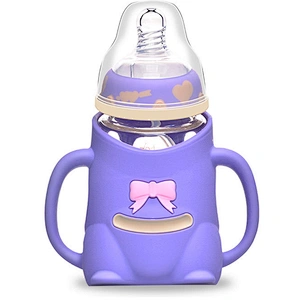 new style  wide caliber color changing  baby glass milk bottle feeding baby milk bottle