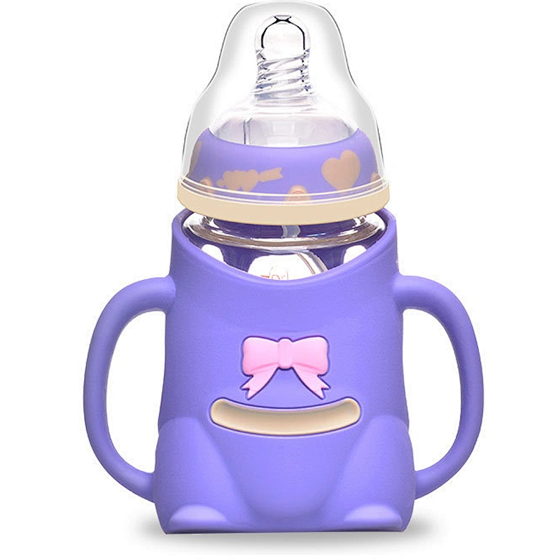 new style  wide caliber color changing  baby glass milk bottle feeding baby milk bottle