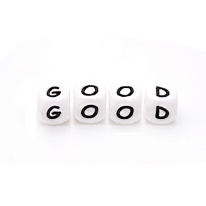 custom bpa free silicone  alphabet  letter dice beads Baby Teething toy