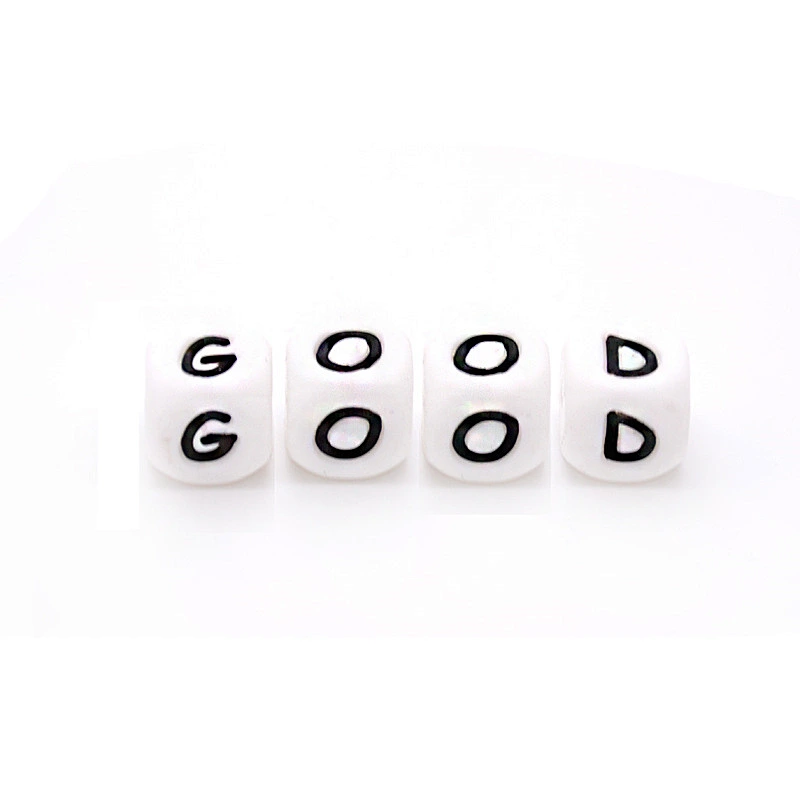 custom bpa free silicone  alphabet  letter dice beads Baby Teething toy
