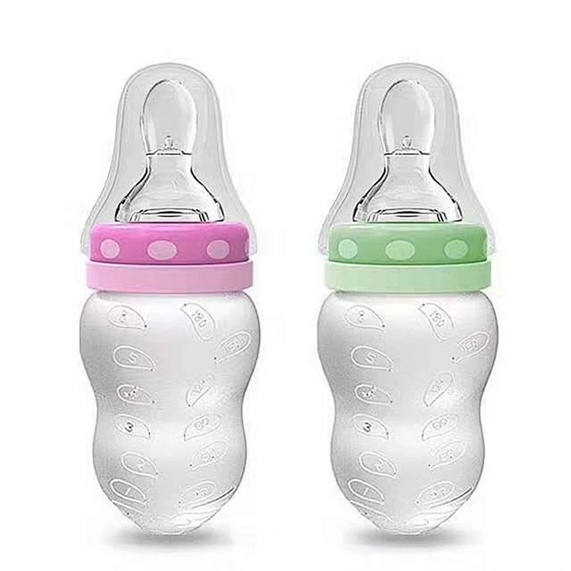 Infant Baby Kid  squeeze  Silicone Feeder  spoon Food Water Cereal Bottle Feeding baby spoon bottle feeder