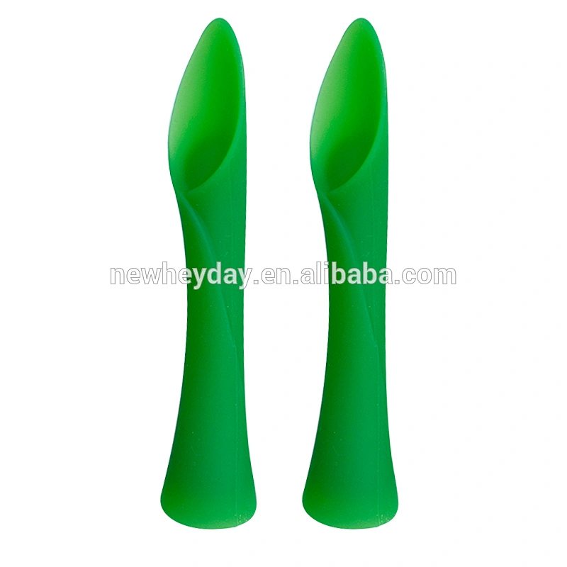 BPA free  silicone baby training spoon  silicone baby teether spoon custom