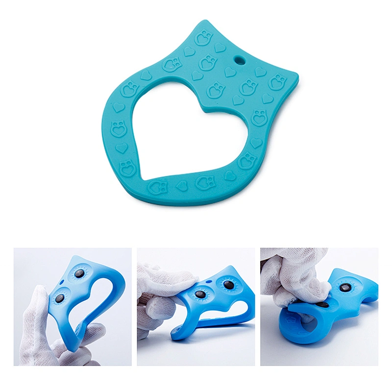 Food grade owl shape foldable silicone teether for baby