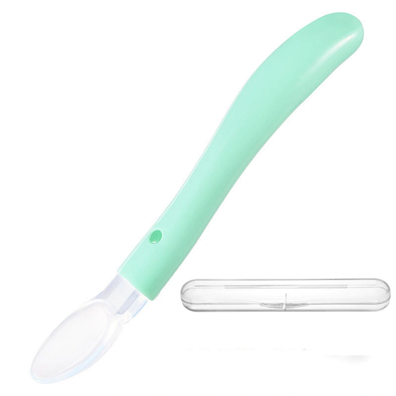 food grade silicone baby spoon  and fork set in plastic box design  custom