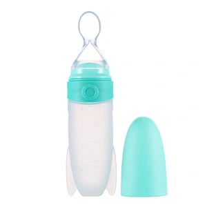 baby Food Dispensing Spoon bottle Silicone  squeeze spoon bottle  Feeder Food Supplement Rice Cereal with Dust Cover