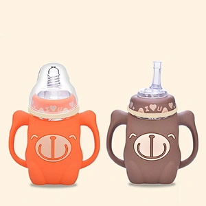 45 degrees kids bottle water curvy monkey  glassr bottle feeding  milk  wate bottle  kids