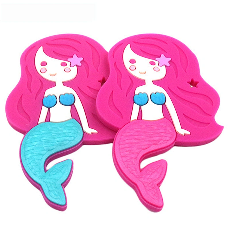 BPA free silicone  Baby  teething silicone mermaid chew toysTeethers Mermaid Necklace Accessory sensory chew toys