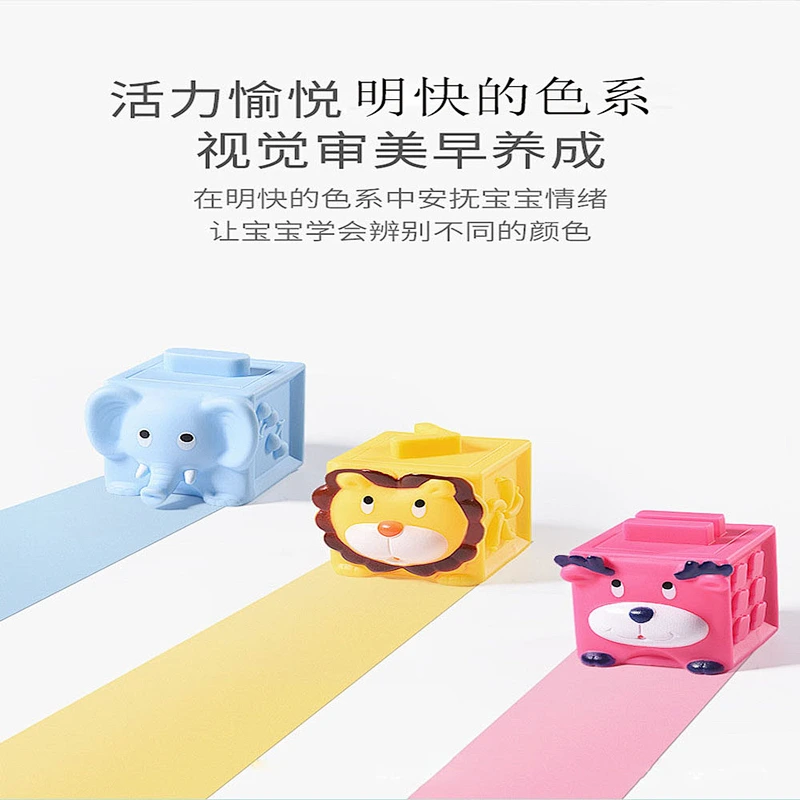Hot selling healthy safe silicone square building blocks kid's educational constuct training toys for baby