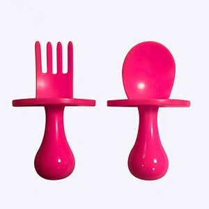 PP  baby food pouch spoon fork set baby Dinnerware Baby Training Spoon Fork Easy Clean Cutlery Set Toddler Self Feeding