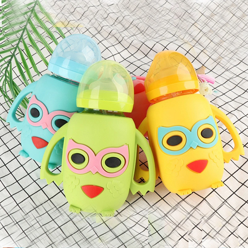 latest design baby glass feeding  bottles silicone sleeve