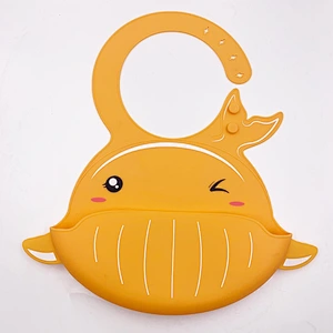 custom bpa free Food  silicone bibs Bib with Food Catcher Easily Wipes Clean Baby Shower Gift New Born Gift 4 pack