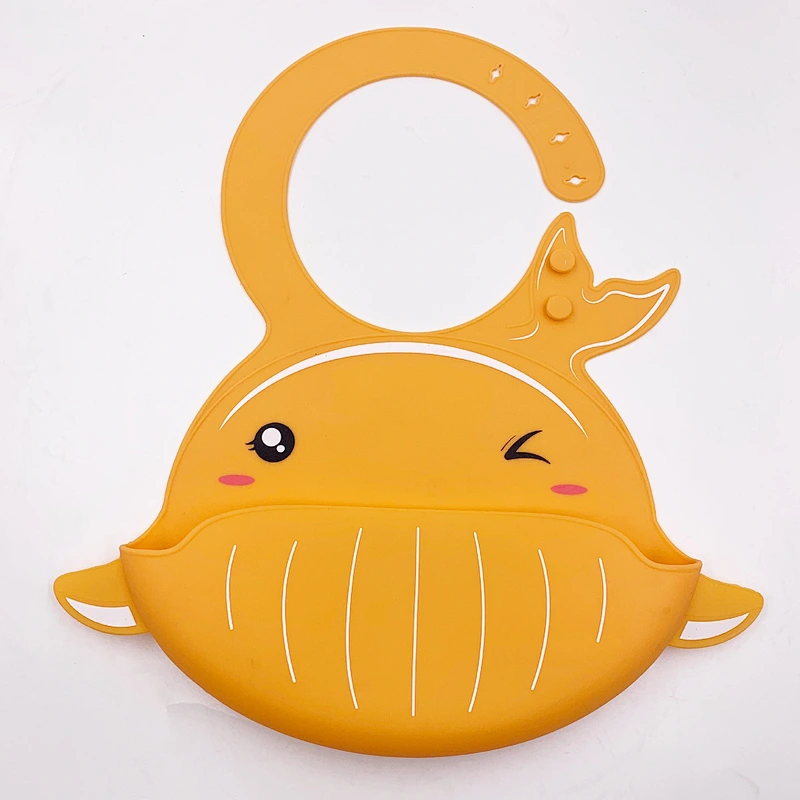 custom bpa free Food  silicone bibs Bib with Food Catcher Easily Wipes Clean Baby Shower Gift New Born Gift 4 pack