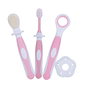 4 pcs set soft hair toothbrush baby    infant training toothbrush and teether cleaning brush Nursing Tool Stick heads