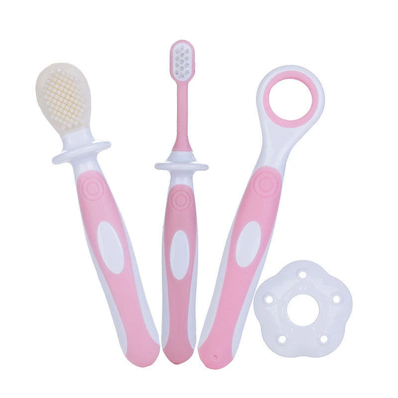4 pcs set soft hair toothbrush baby    infant training toothbrush and teether cleaning brush Nursing Tool Stick heads