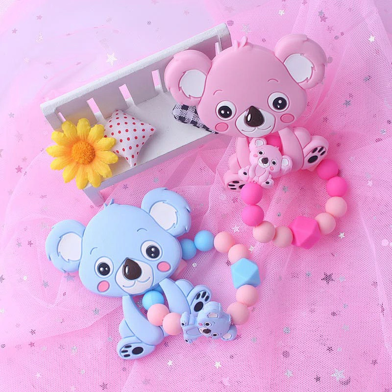 Non-Toxic BPA Free stocked gift  food grade koala   silicone baby  soft teether koala plush stuffed animal toy