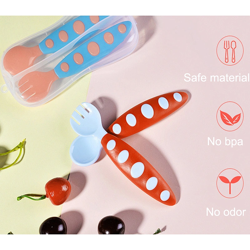 factory custom   color PP   baby spoon and fork set  in box