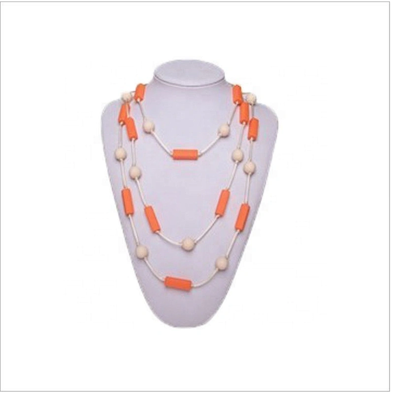 food grade silicone silicon sports necklace  Bead silicon teething necklace for mom