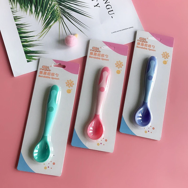 baby  love spoon  toy Sensible temperature twist spoon 3 color available package