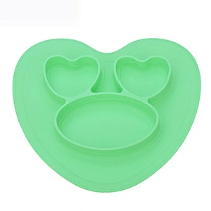 Children's Baby  heart shaped design Silicone salad bowl Integrated placemat  Plate Compartment coconut bowl bowl