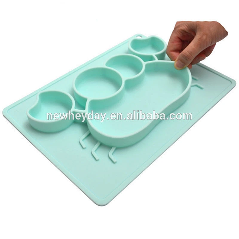 Factory custom colorful easy to clean cute crab silicone baby plate