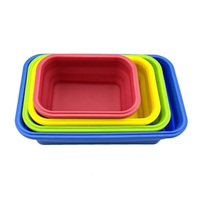 Creative square foldable Fresh-keeping  Silicone air tight lunch box with siliconegasket collapsible  lunch box silicone