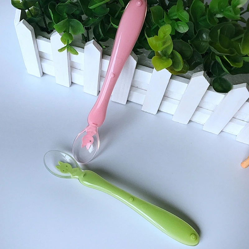 new style  baby spoon feeding soft spoon  silicone baby cartoon soup spoon plastic