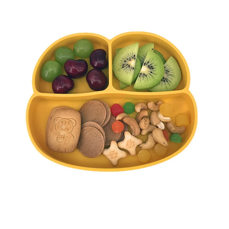 custom Cute  baby silicone placemat food plate divided  Feeding Suction Plate Silicone Mat Kids Table  Tray Bowl
