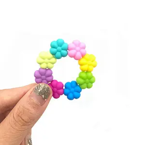2019  food grade  flower beads soft  silicone  baby  teething beads available colors