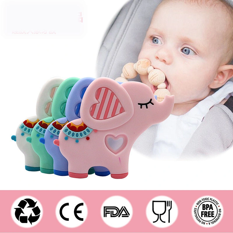 Non-Toxic BPA Free silicone  elephant baby gel teether carton animal soft teether toy