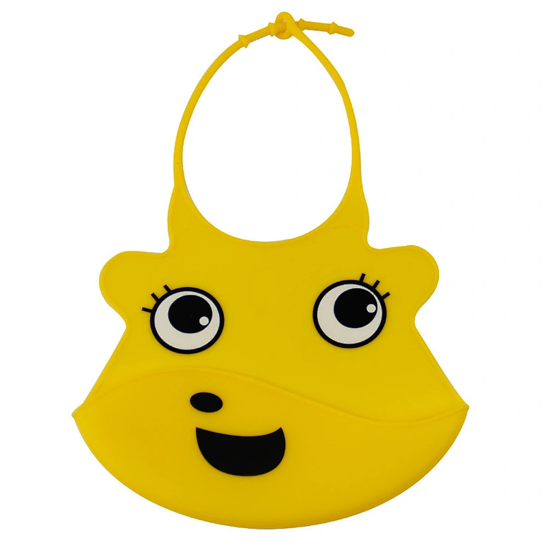 Hot Customized Waterproof Silicone pink Waterproof Super Soft Silicone  baby feeding bib(Red/Lime Green)