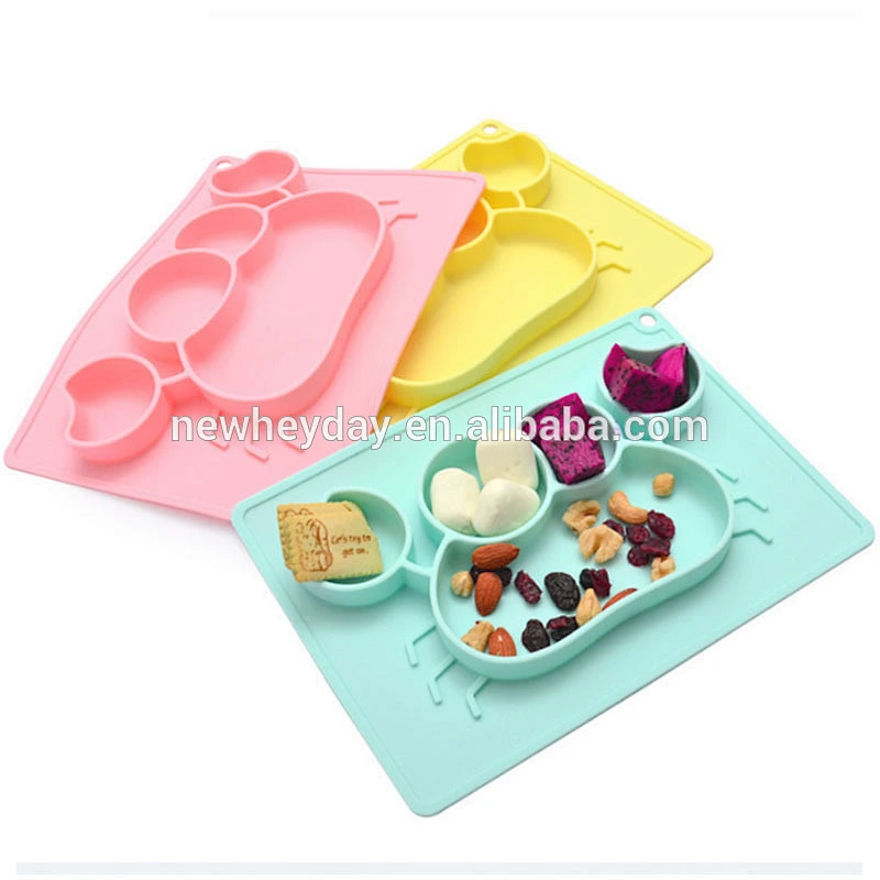 Factory custom colorful easy to clean cute crab silicone baby plate
