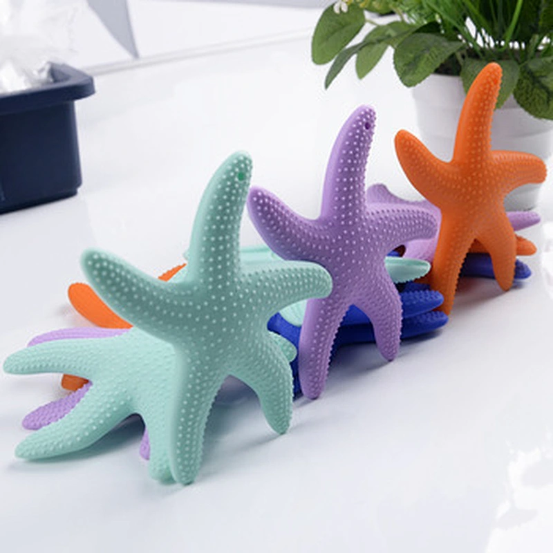 Hotsale  Customized Soft Non-toxi plastic starfish toy silicone teether