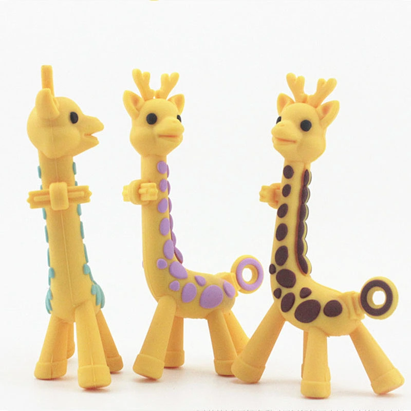 factory custom wholese  baby silicone teether giraffe  stock