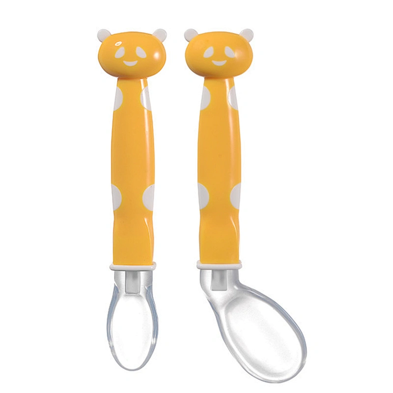 factory custom  panda feeding soft spoon  silicone baby cartoon fork spoon knife
