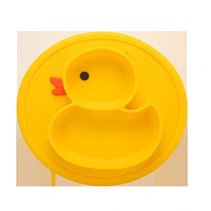 custom design food grade silicone  baby food platetray duck suction plate