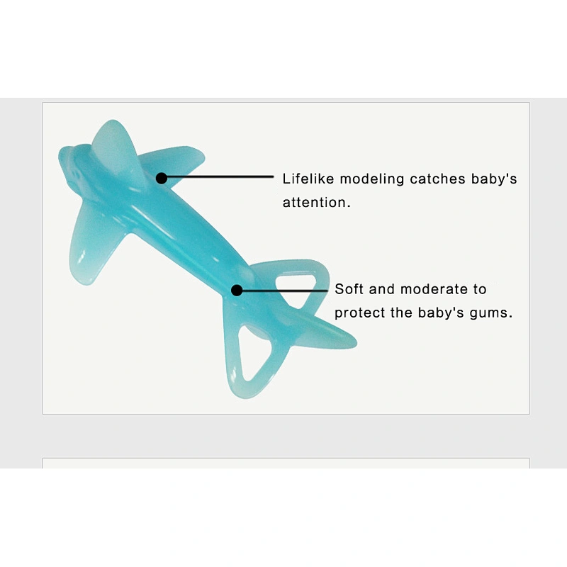 Funny and custom food grade Silicone baby teether  flying  toy plane