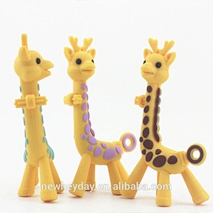 2019 hot sale cute silicone  soft baby silicone teether giraffe