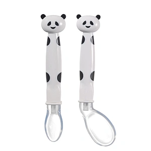 factory custom  panda feeding soft spoon  silicone baby cartoon fork spoon knife