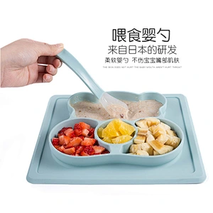 custom Integral Placemat  Non-Slip  Cartoon silicone feeding plate  suction  Anti-skid Belt  Plates  Tableware for  Toddlers Bab