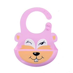 custom Adjustable cartoon printed   baby silicone  bibs  logo waterproof bib with Food Catcher Easily Wipes Clean