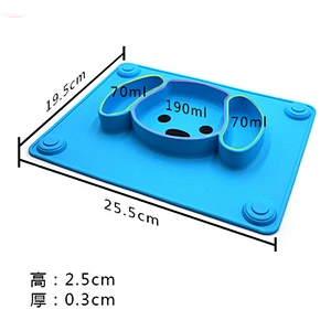 custom Portable silicone  suction  baby dog  Shaped Plates  Food Supplement Tableware Baby Cartoon plate