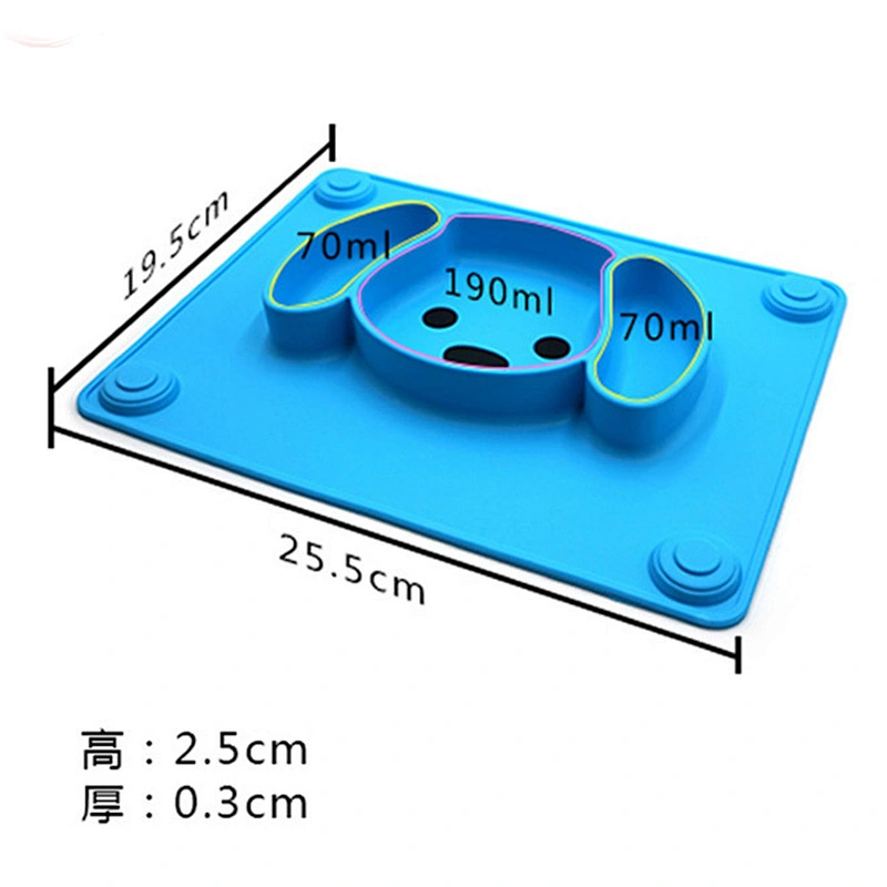 custom Portable silicone  suction  baby dog  Shaped Plates  Food Supplement Tableware Baby Cartoon plate