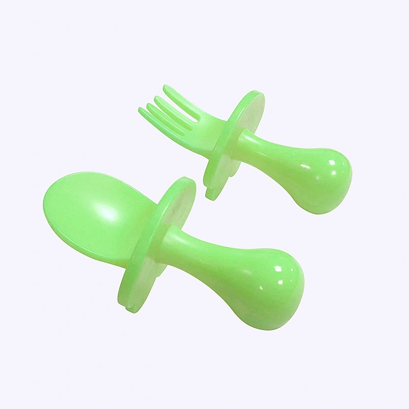 newest Scientific design  safety and health baby spoon fork   plastic factory custom 5 color available