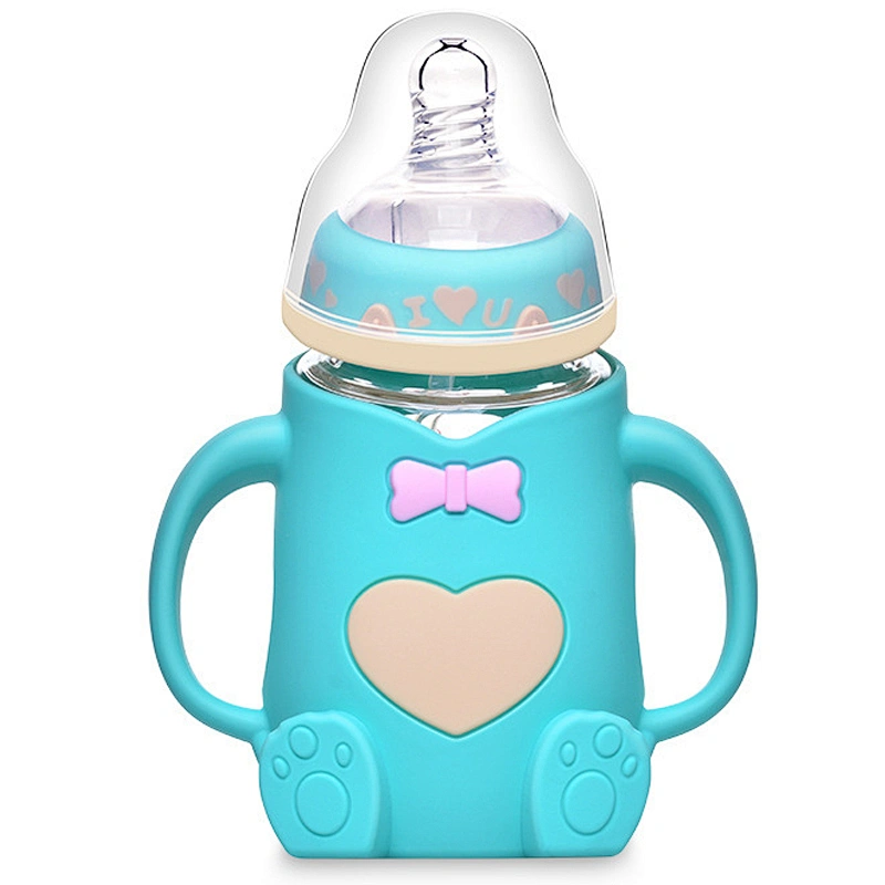 Factory custom wide neck  cute bear  love disgin cute bottle water bottle  nipples