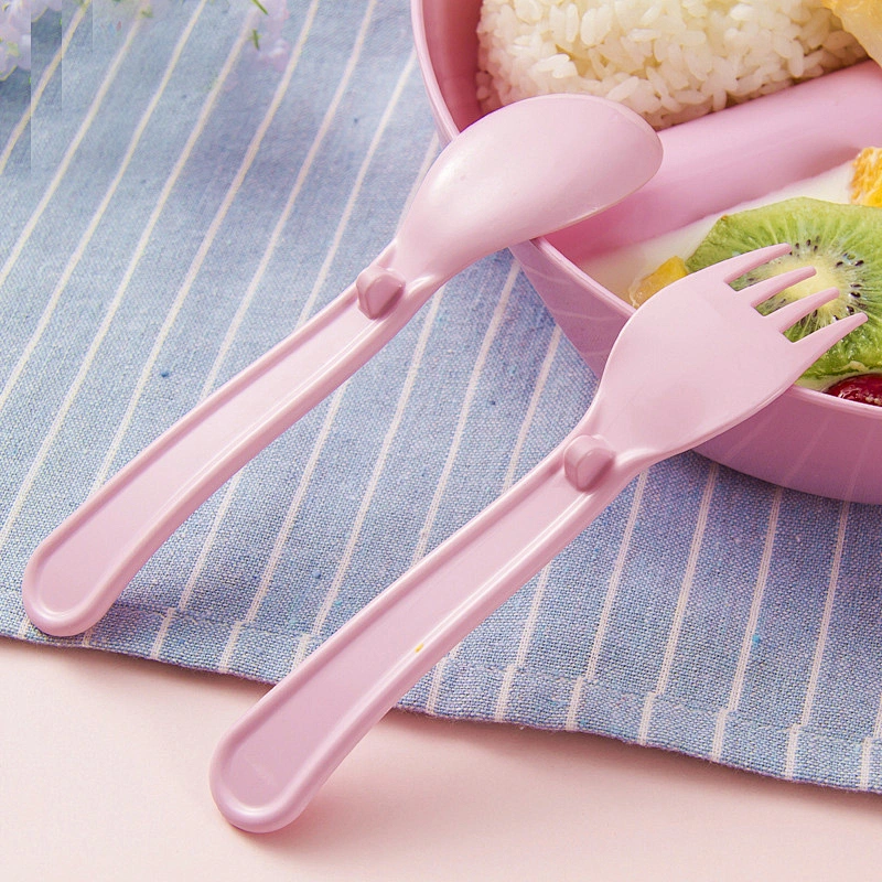 PLA polylact baby food spoon fork set baby Training Spoon Fork Easy Clean Cutlery Set Toddler Self Feeding