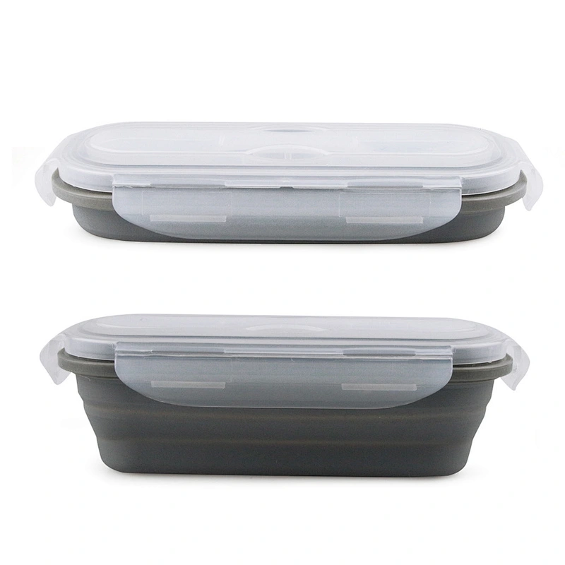 factory custom  Foldable Bowl and Spoon  Microwave oven lunch box silicone  lunch box for office workers