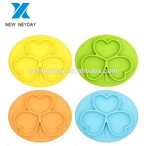 Hot selling Customizable colorful clover silicone baby snack plate