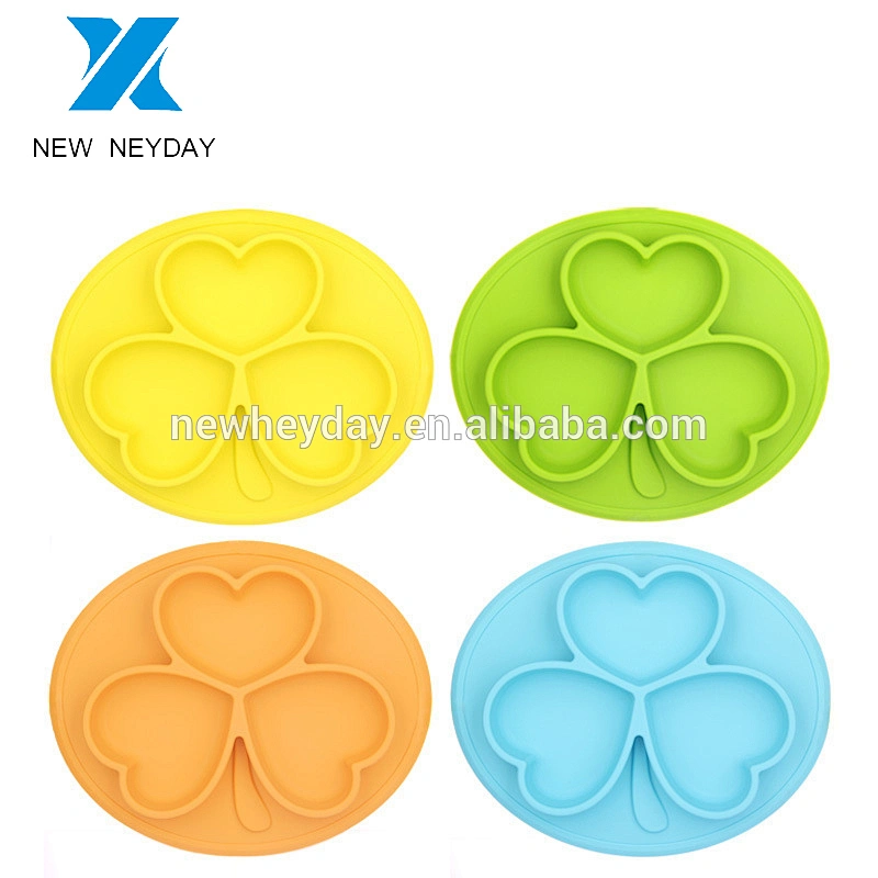 Hot selling Customizable colorful clover silicone baby snack plate
