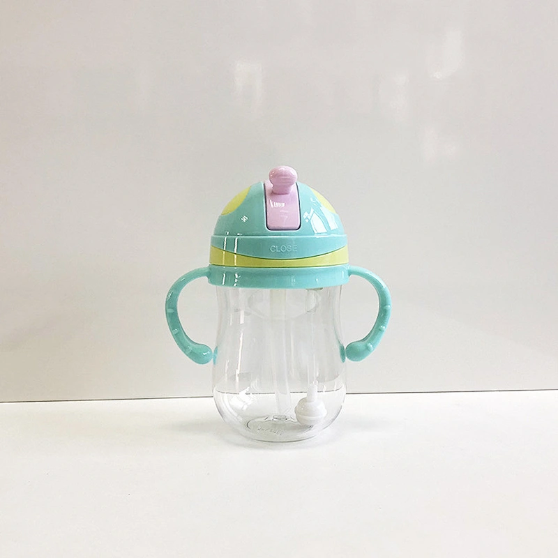 custom Baby Straw CupCartoon Portable Children Drinking Cup Water Bottle with Silicone Straw and Anti-Slip Handles for Infant
